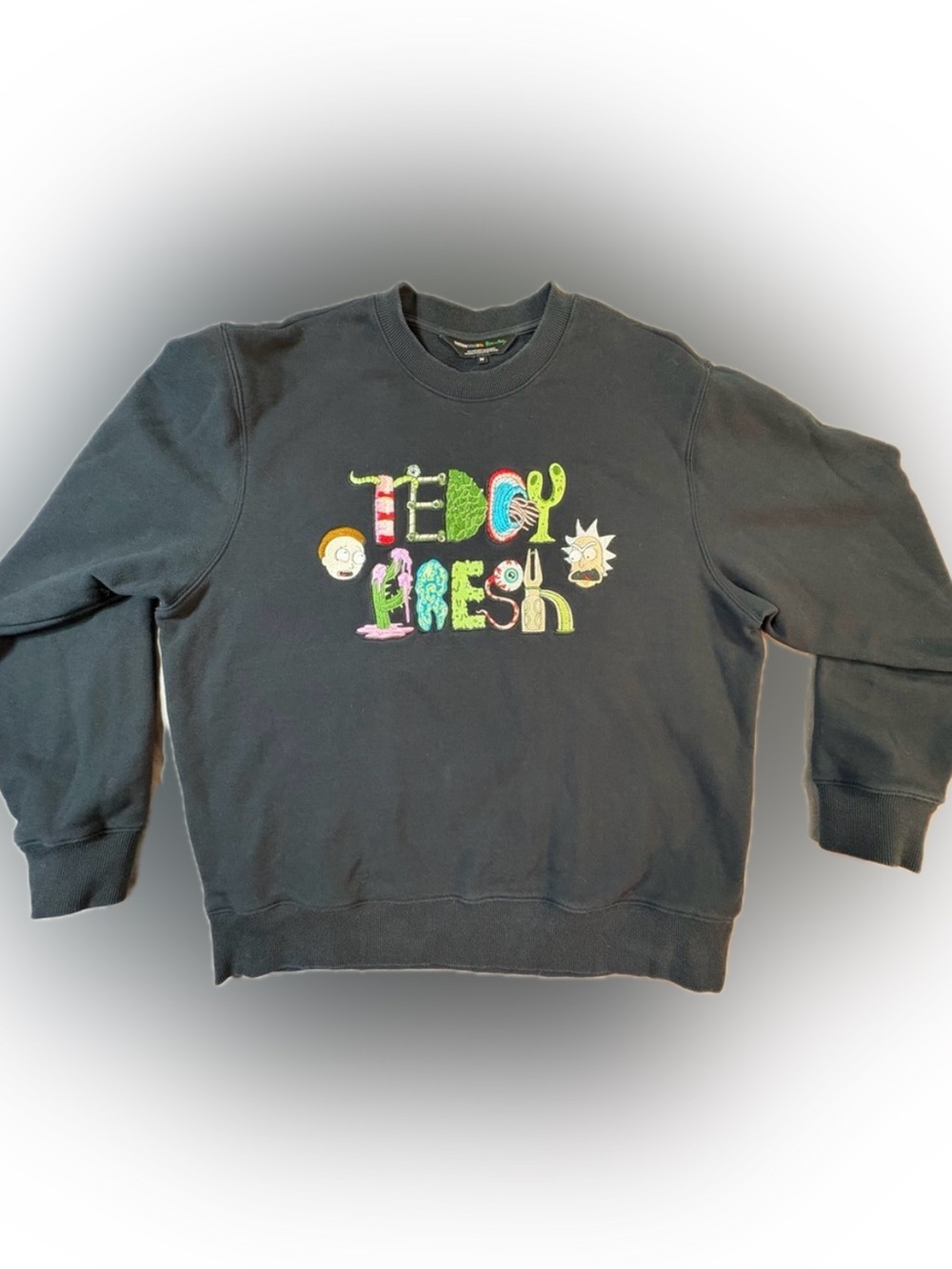 Teddy Fresh x Rick and Morty Embroidered Logo Crewneck Sweatshirt Size Medium